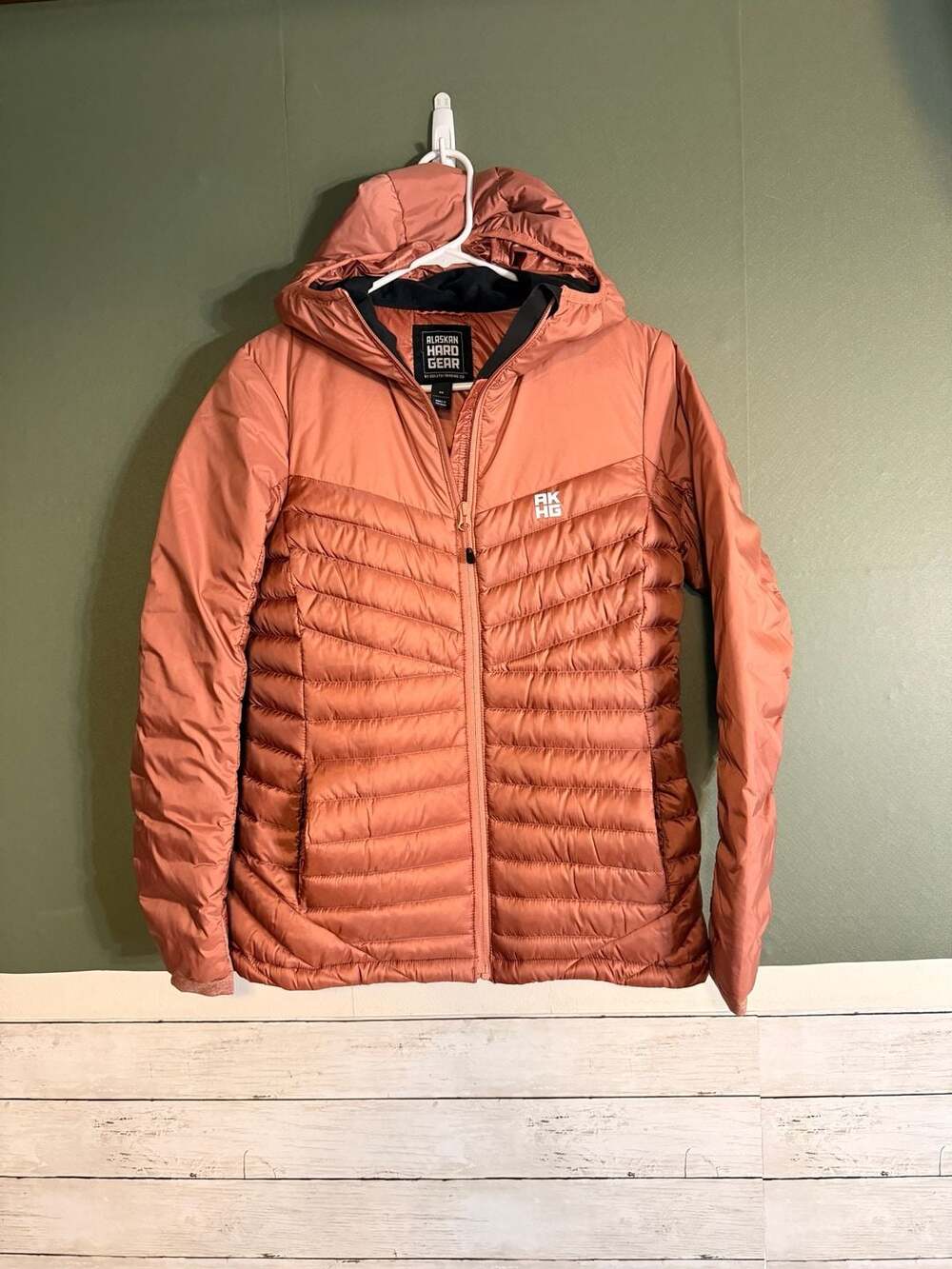 Alaskan Hardgear Duluth Trading Co Women XS Down Hooded Puffer Jacket Orange